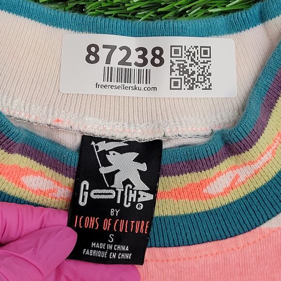 Vintage 90s Gotcha Cropped Shirt Womens Small 22x16 Pink Baggy - Picture 7 of 14